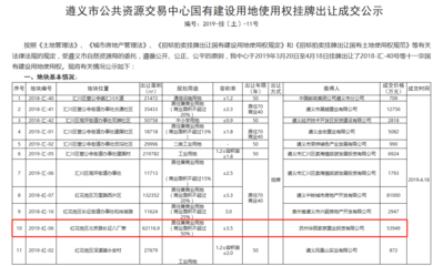 蘇州華麗家族置業(yè)以約5.39億遵義紅花崗成功拿地62117㎡